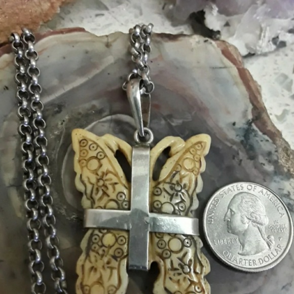 Vtg Sterling Butterfly Necklace - Picture 3 of 6